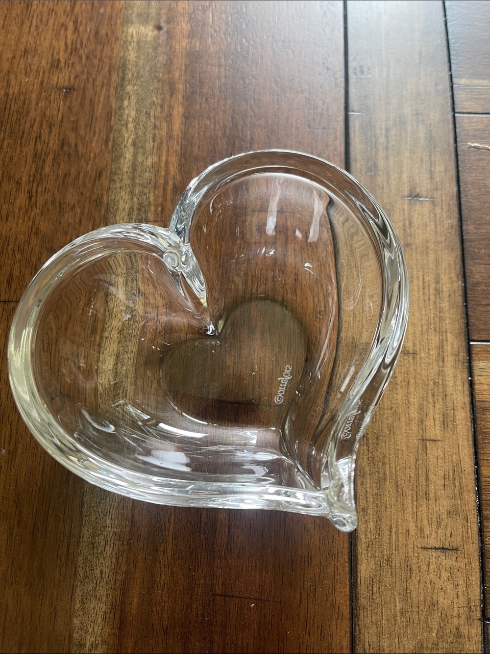Orrefors Sweden crystal heart shaped dish
